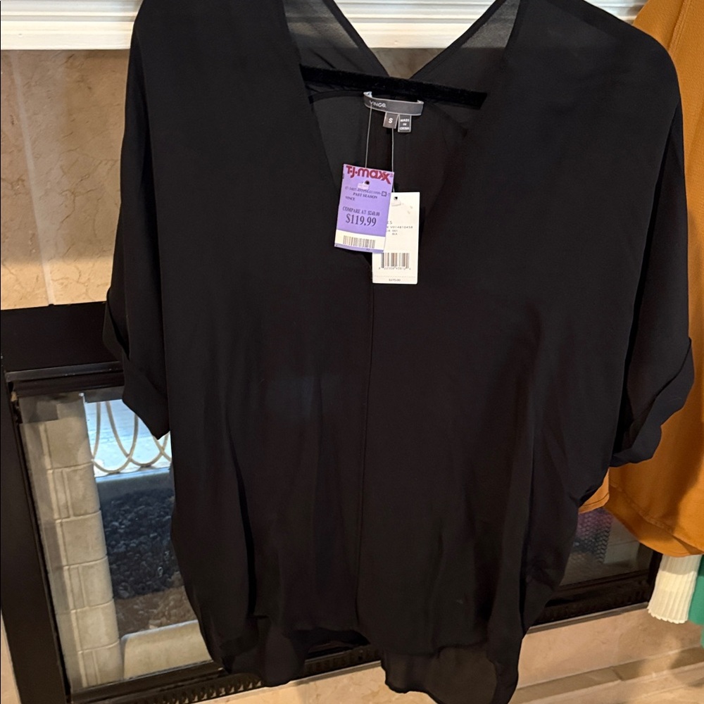 Vince Black V-Neck Blouse